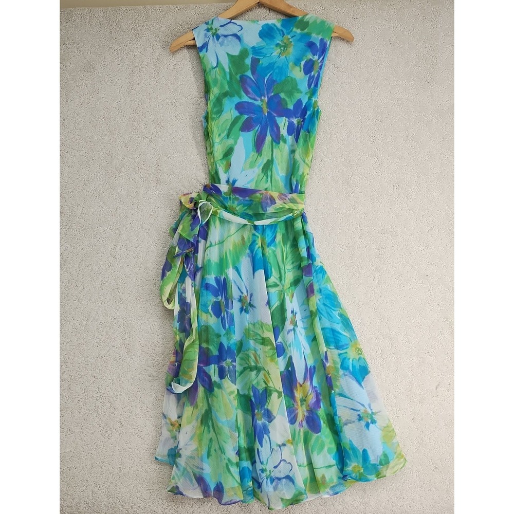 Lauren Ralph Lauren Blue Green Floral Long Sleeve Dress